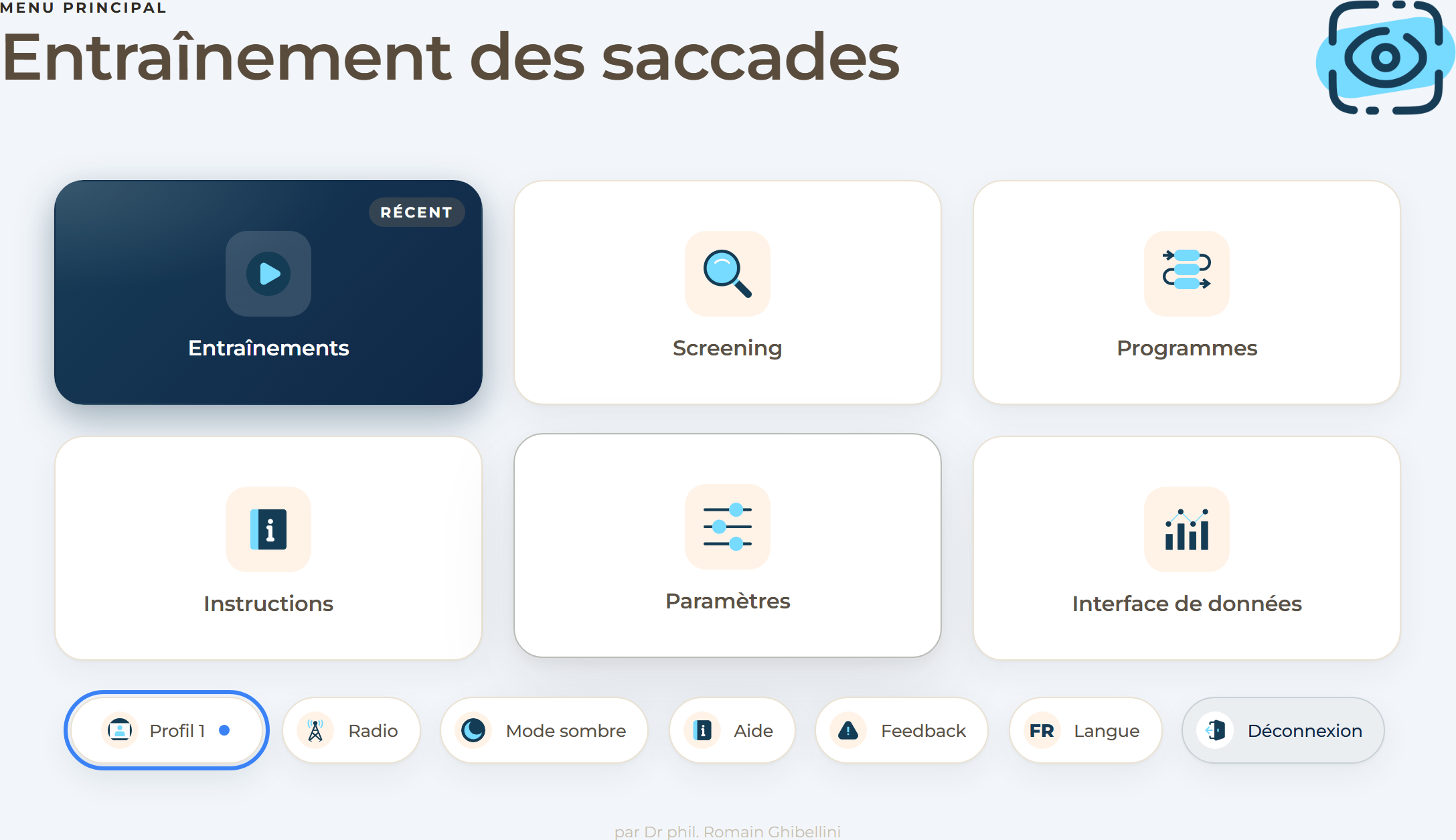 Page d'accueil de Entraînement des saccades