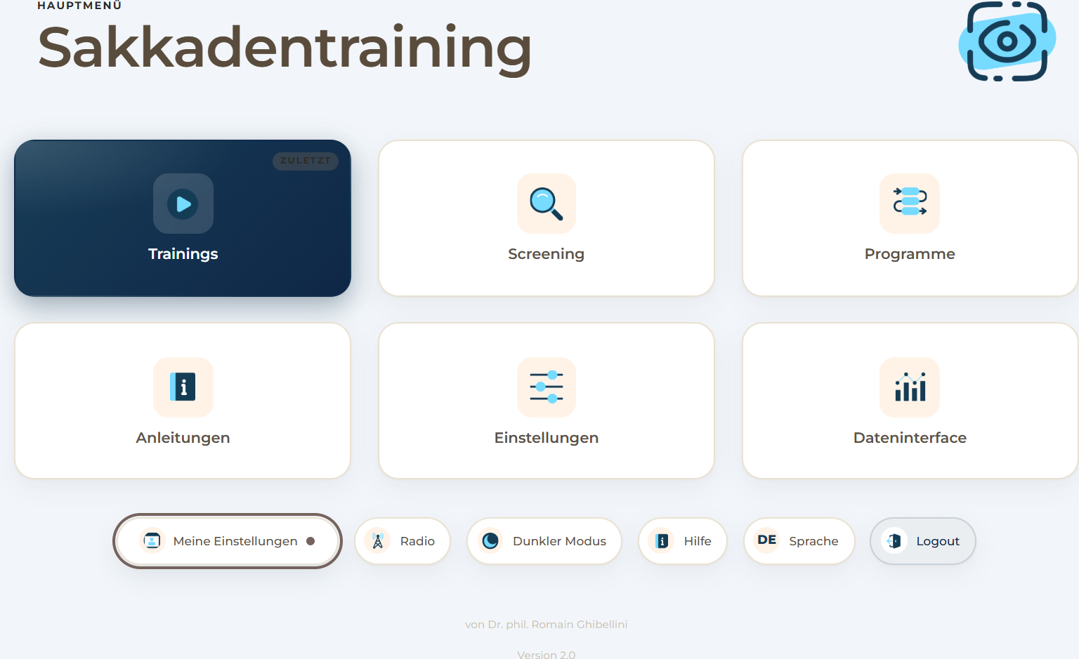 Startseite von Sakkadentraining