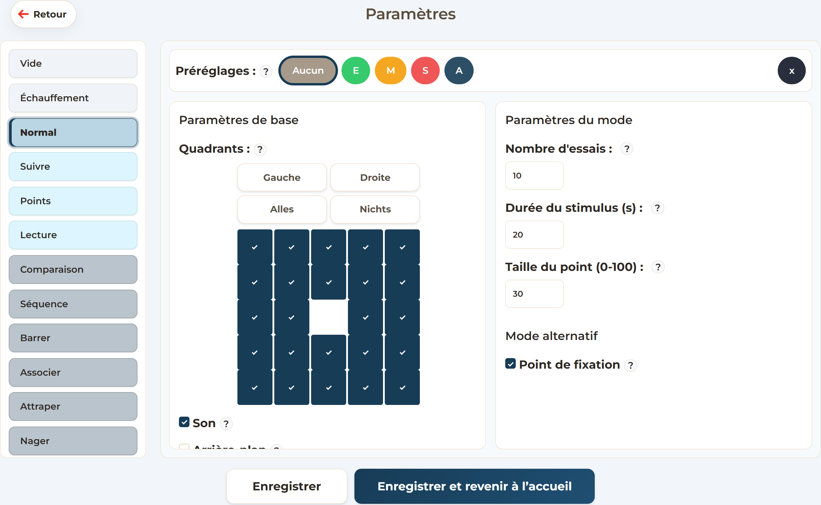 Paramètres